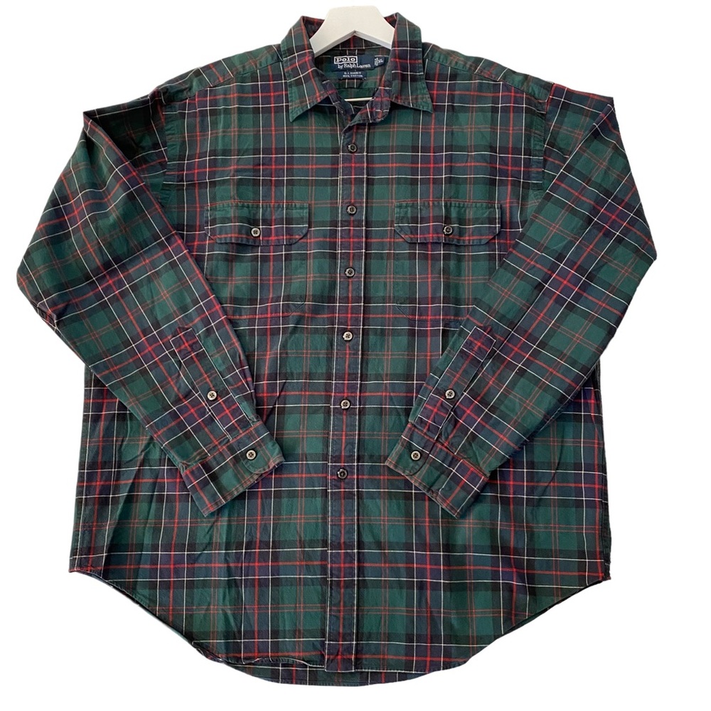 Polo by Ralph Lauren Green Red Plaid Button-Down Shirt
